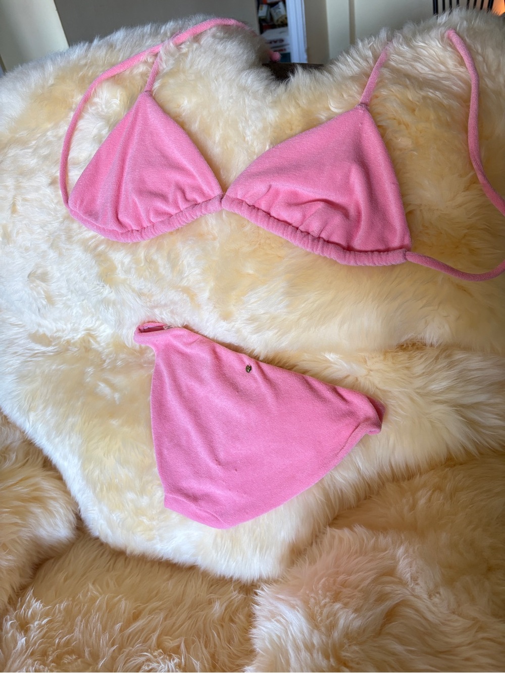 Victoria's Secret Terry Cloth Triangle Bikini Set - Soft Pink - Picture 2 of 3